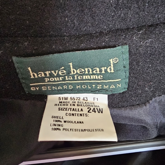 Harve Benard Classic Black Long Wool Pea Coat - Picture 2 of 3